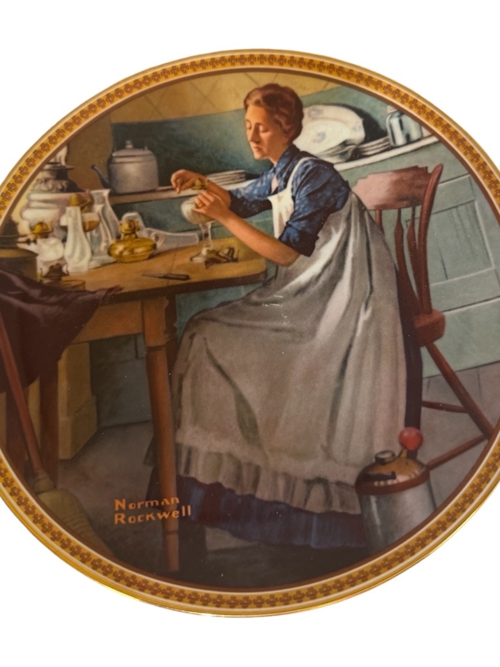 Norman Rockwell "Working in the Kitchen" Decorative Plate #3946